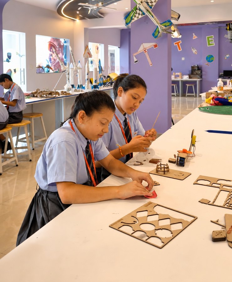 Woodcraft in the STEAM workshop, Birla Open Minds International School, Bhopal