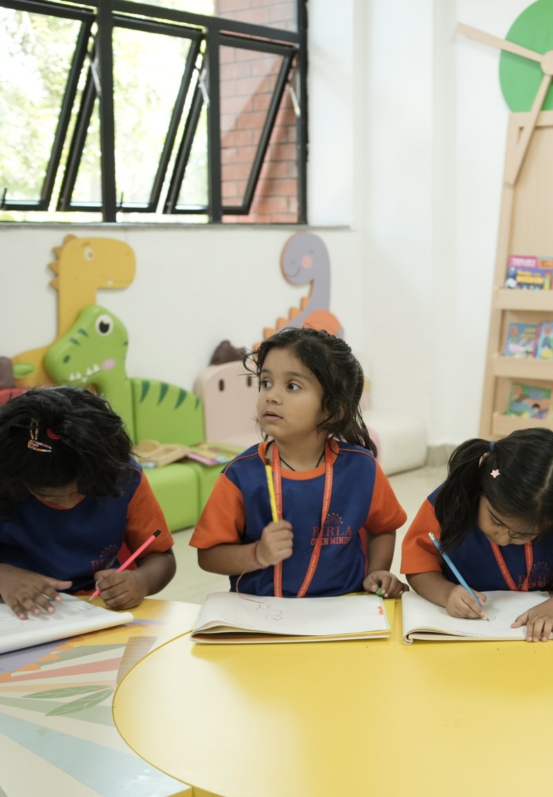An activity table, mid-morning, Birla Open Minds International School, Bhopal