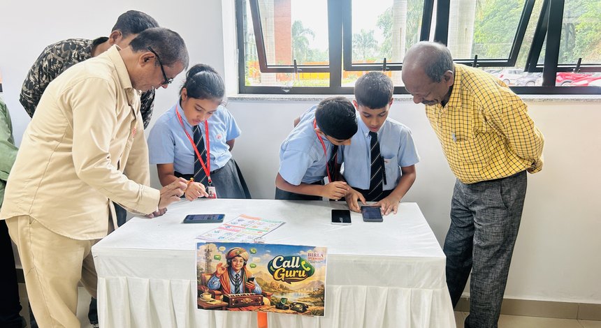 Waiting at the desk at Birla Open Minds International School, Bhopal