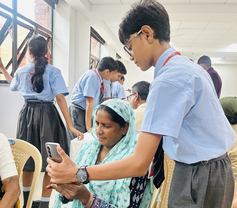 One visitor, one student, and the phone she already owns at Birla Open Minds International School, Bhopal