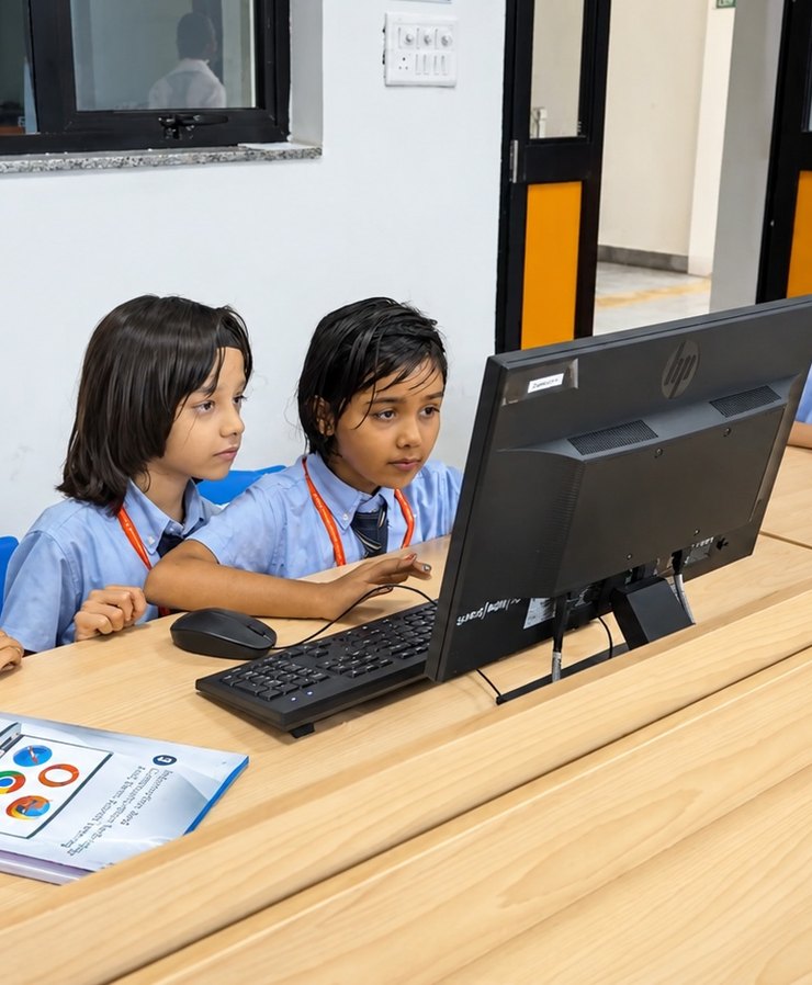 In the computer lab, Birla Open Minds International School, Bhopal
