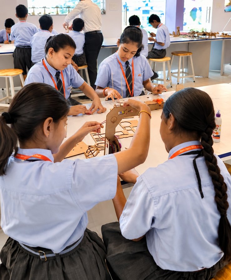 A robotics kit, assembled by hand, Birla Open Minds International School, Bhopal
