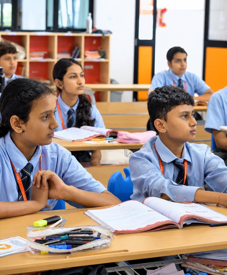 A primary class at work, Birla Open Minds International School, Bhopal