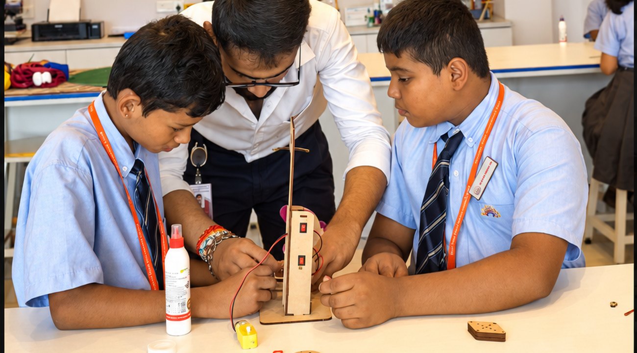 A space model taking shape in the Aerobay, Birla Open Minds International School, Bhopal