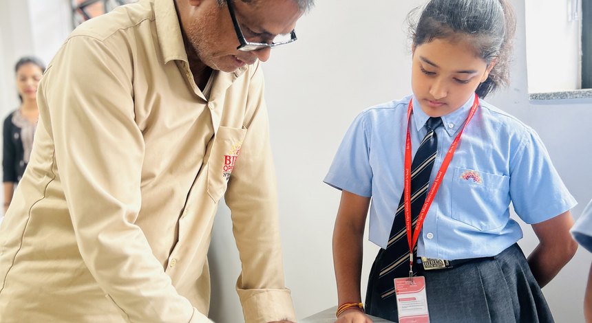 One to one, at the Help Centre the students ran themselves at Birla Open Minds International School, Bhopal