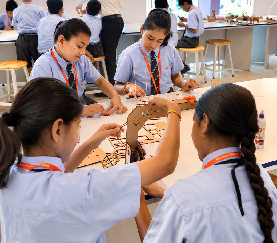A robotics kit in the Aerobay, built rather than demonstrated at Birla Open Minds International School, Bhopal