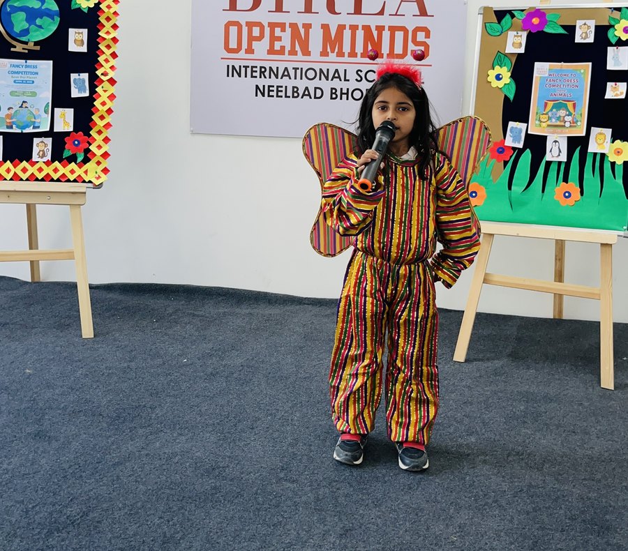 A Fancy Dress turn at the microphone at Birla Open Minds International School, Bhopal